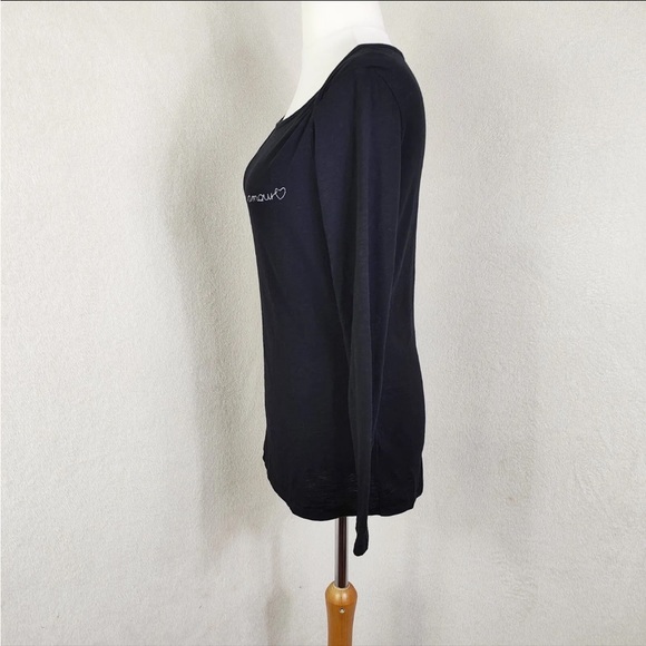 White Label The White Company Black Long Sleeve Cotton Top Amour Embroidered 10 - Picture 4 of 5